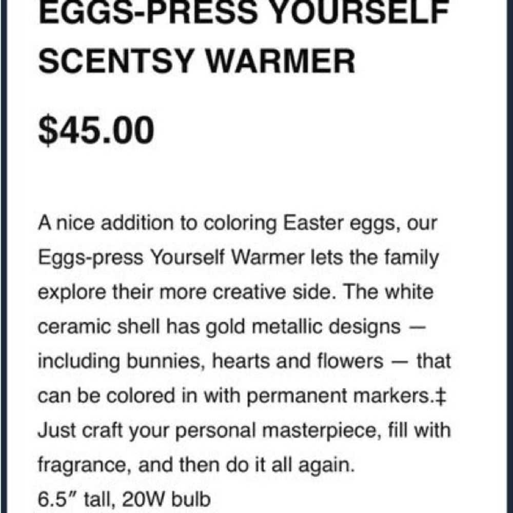 Scentsy White Ceramic Egg Candle Holder - Picture 2 of 2